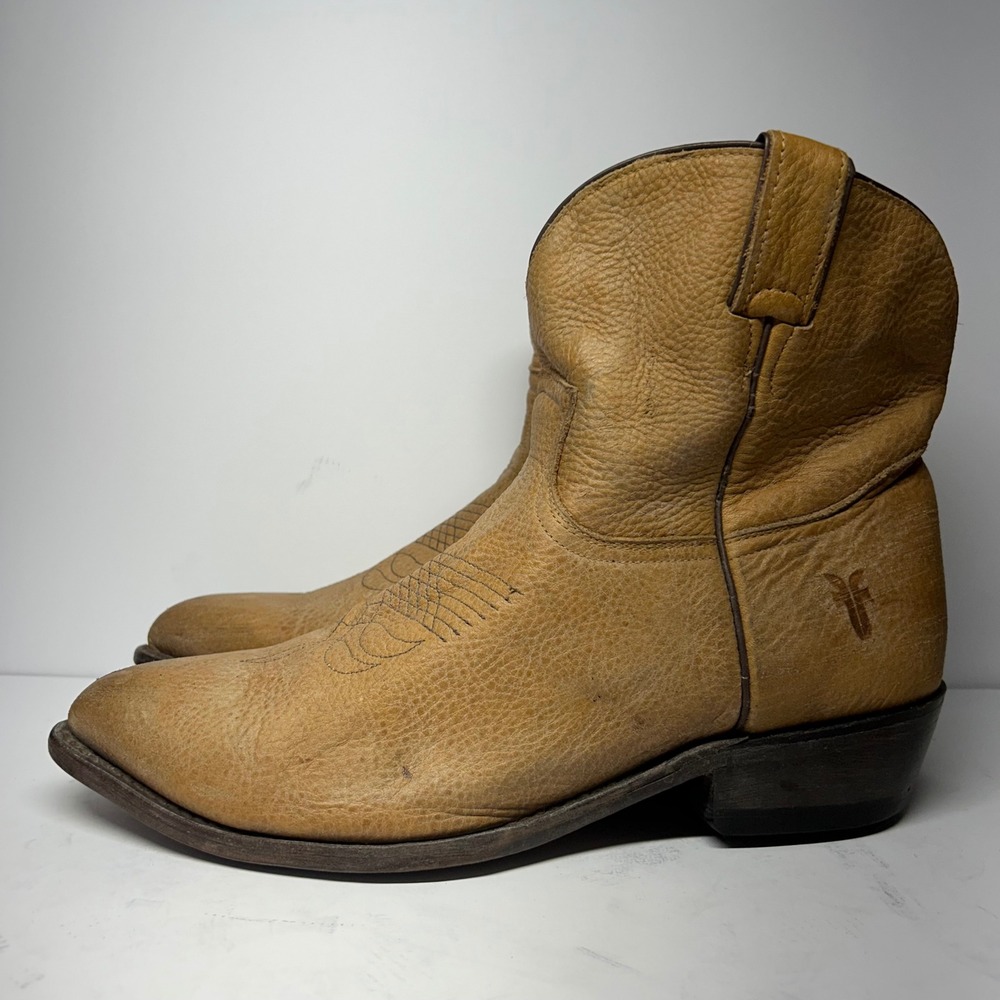 Frye Billy Western Cowboy Boots Tan Leather Womens 11 D Pointed Toe Pull On